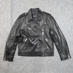 Zadig Voltaire Jacket Womens‎ Medium Lamb Leather Moto Biker Asymmetric Zip Loon